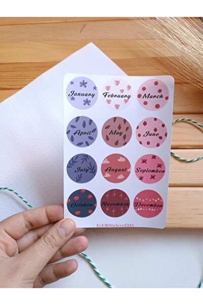 EyER Shoping Takvim Month Yuvarlak Bant Sticker