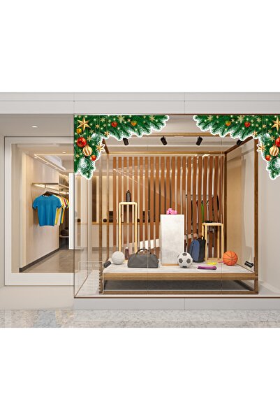 Smartad Yılbaşı Mağaza Süsleme Sticker 2adet Renkli Yılbaşına Özel Sticker - ...