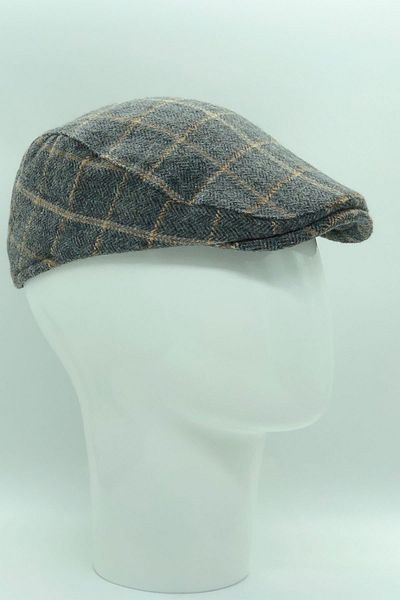 Hoppe Winter Stamped Wool Grey-beige Plaid Patterned Sports Luxury Hooligan Cap Flat Cap Hat