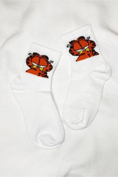 Nixora Λευκή κάλτσα τένις με σχέδιο Garfield Unisex