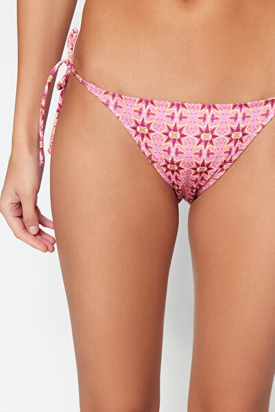 Trendyol Collection Geometric Patterned Tie-Up Normal Leg Bikini Bottom TBESS23BA00112