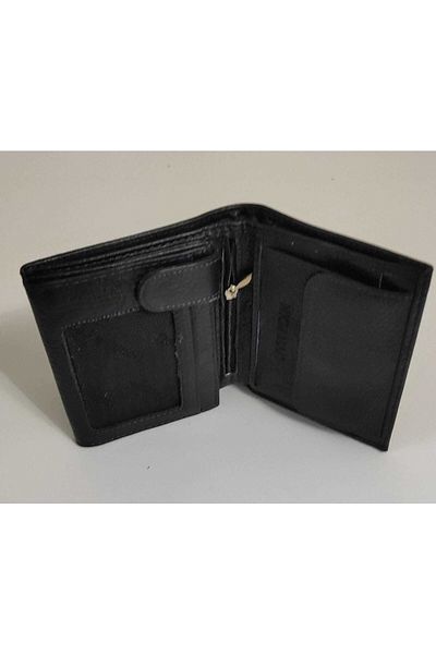 MKM Genuine Real Leather Men's Vertical Wallet with Internal Snap