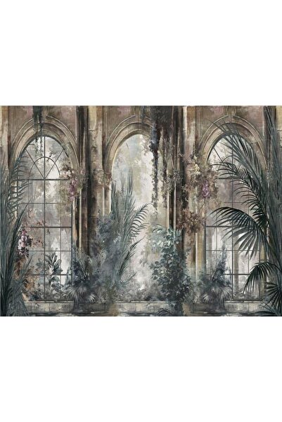 EkoDekor 3boyutluduvarkagitlari Vintage Botanik Tasarım Duvar Kağıdı Kanvas Tek Parca