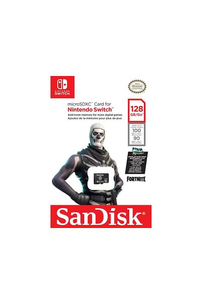 SanDisk بطاقة ذاكرة نينتندو سويتش 128 جيجابايت 100 ميجابايت/ثانية Microsdxc Fortnite Sdsqxao-128g-gn6zg