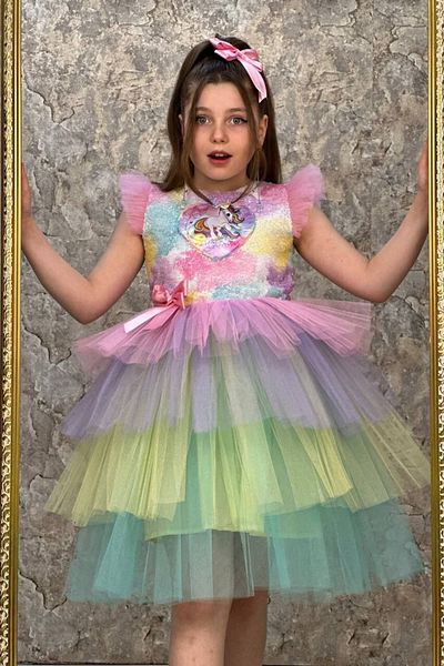 ABİYEKİDS Πολύχρωμο φόρεμα Katkat Sequined Tulle Aby720