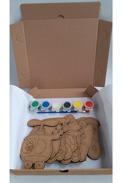 Ebrulisler Araçlar Helikopter Kamyon Araba Roket Gemi Çocuk Ahşap Boyama Akti...