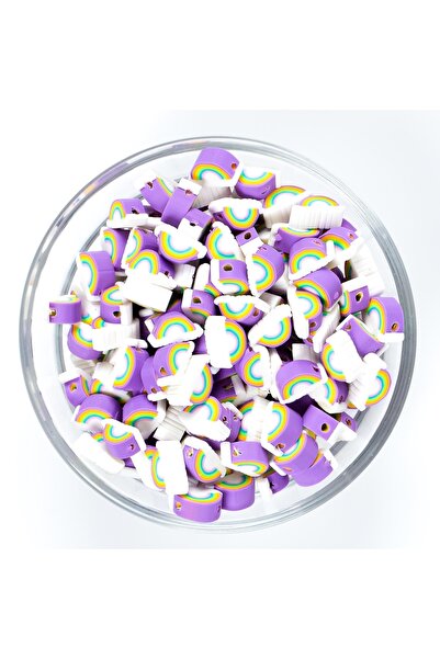 yfhobi 10 Adet - Polimer Fimo Boncuk, Gökkuşağı Desenli Polimer Kil Boncuk. 1...