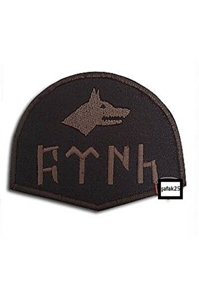 şafak25 Türk Yazılı Bozkurt Siyah-kahve Nakış Işleme Arma Patch Peç Kumaş