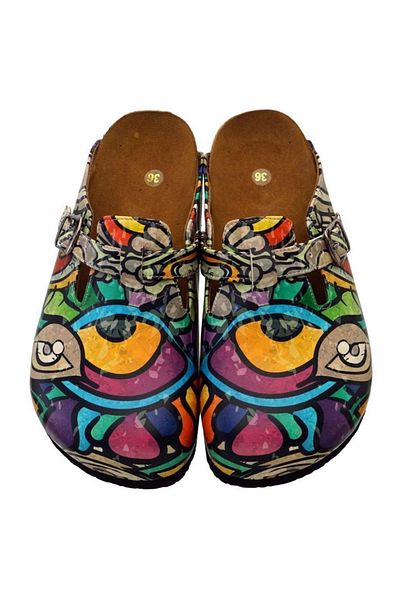 azizsahinshoes 5016 Papuci Sabo multicolori Eyes