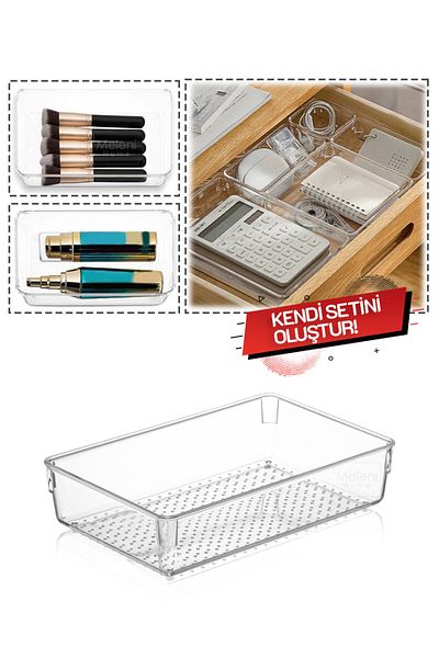 Meleni Home Modular Drawer Organizer, Makeup Jewelry Organizer - Office Desktop Organizer 22.5 X 15 Cm
