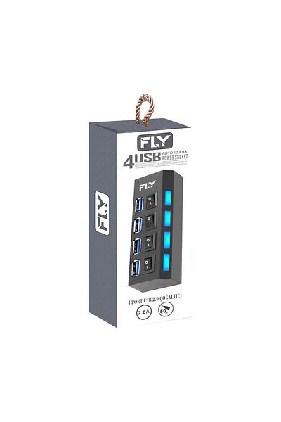 Fly -3407-01 مقبس طاقة مضاد للكهرباء الساكنة 4 منافذ USB 2.0a مقرنة بطول كابل 50 سم