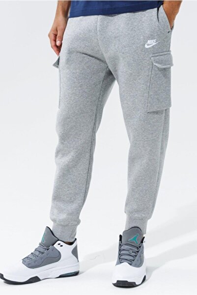 Nike Sportswear Clup Fleece Pamuklu Gri Erkek Kargo Eşofman Altı