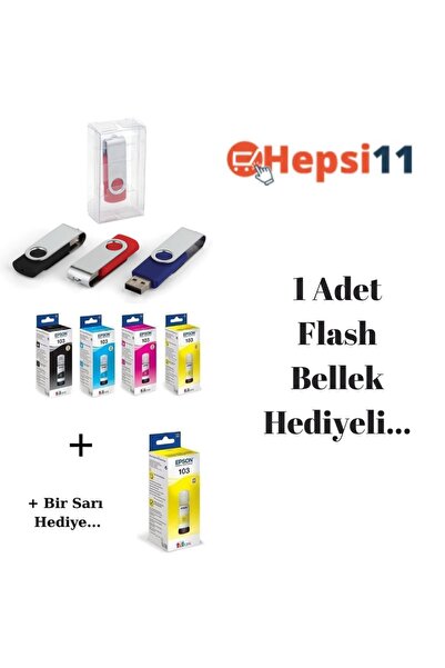 EPSON 103 Ecotank L3210 Orjinal Mürekkep Seti + 1 Sarı Hediye 14u1391