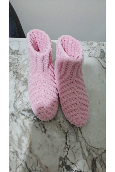 Genel Markalar Bebe Pembe El Yapımı Kadife Ip Ev Botu Panduf