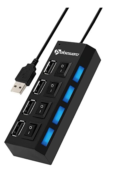 Genel Markalar 4 Port Usb Çoğaltıcı Çoklayıcı Pc Usb Hub Ledli Işıklı Kablo A...