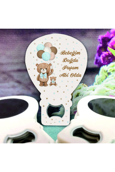 Ege ajans 10 Adet (isimli Kartlı Ve Jelatinli) Ayıcık Abi Kardeş Açacak Magnet