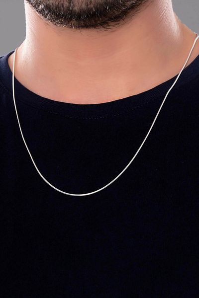 The Collection Fine Italian Model Silver Snake Snake Necklace 316 L Steel Men's Chain