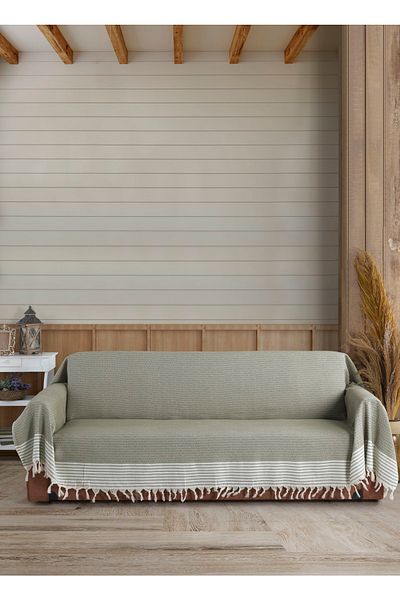 Lux Touch Khaki 3 Pieces Large Size 180 X 300 Cm Armchair Sofa Sofa Bed Cover Covering the Arms