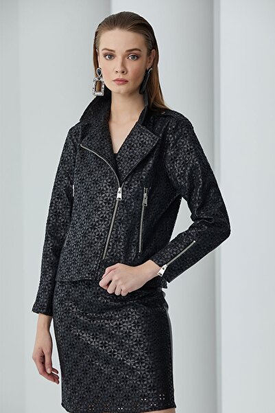 By Mare Style Faux Leather Brode Black Biker Jacket Metz Biker Jacket