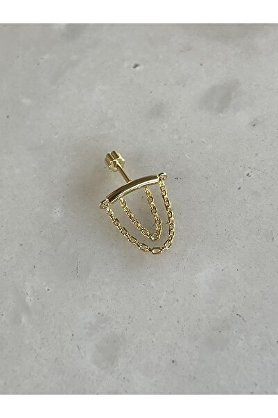 ds denizden silver Tekli Gümüş Zincirli Piercing Küpe- 1 Adet