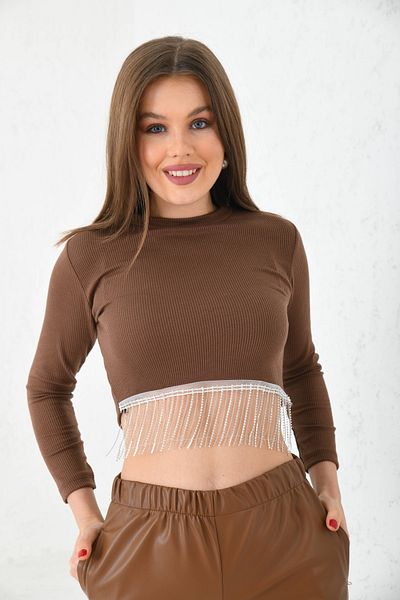 VOLT CLOTHİNG Γυναικεία μπλούζα με λαιμόκοψη με αλυσίδα μπροστά