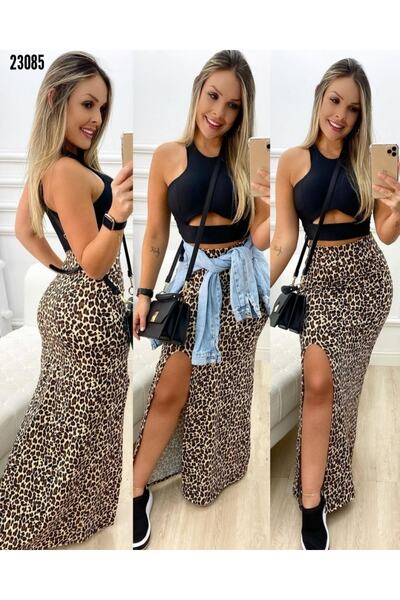 twomeey Γυναικείο, Υφασμάτινο Σετ Σκούμπα - Φούστα και Μπλούζα από Βισκόζη