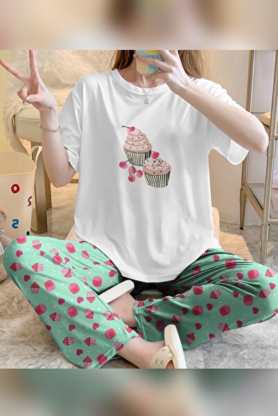 PEMBİŞ HOMEWEAR Σετ πιτζάμες με κοντό μανίκι Zezeyle Cupcake 2152