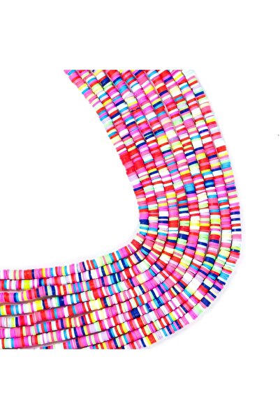 yfhobi 1 Dizi (40 Cm) - 4 Mm Fimo Boncuk, Karışık Renkli Polimer Fimo Boncuk ...