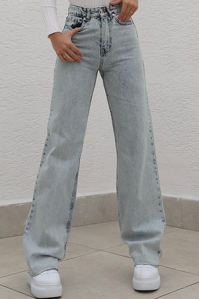CIQULATA Pantaloni de damă Liya Blue Ice Snow Lycra Blue cu talie super înaltă