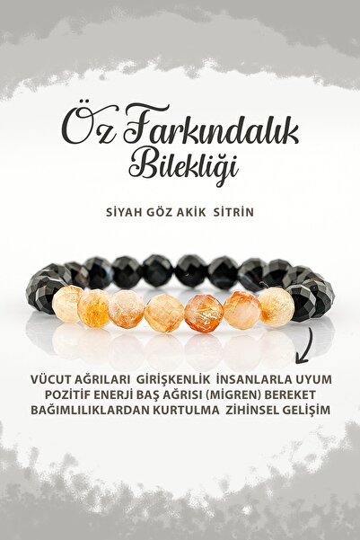 Deniz Doğal Taş سوار من الأحجار الكريمة الطبيعية - 8 ملم سيترين B002