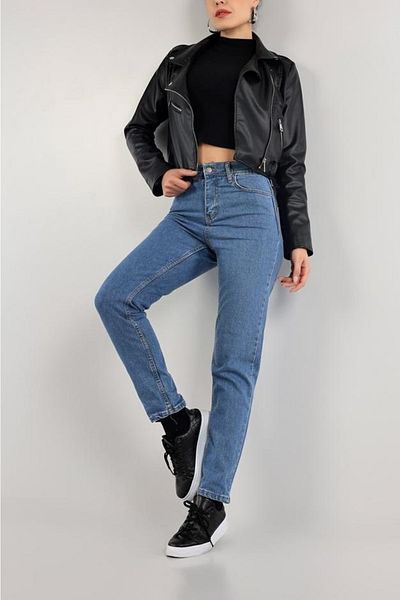Livik Esila Blue Mom Jeans Jeans Colorfast Enhancing Pantaloni
