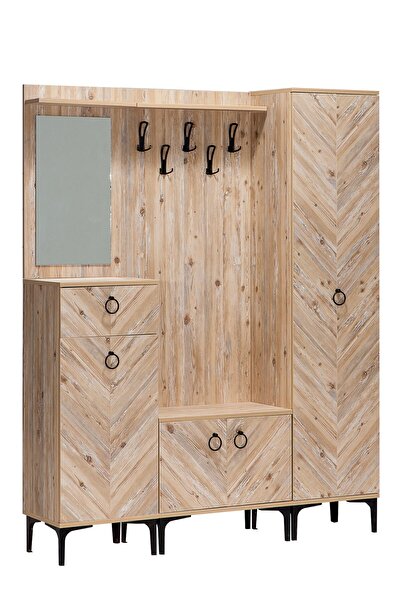 SANDALİE History Smart 3 Parça Fonksiyonel Vestiyer Portmanto - Atlantik Çam