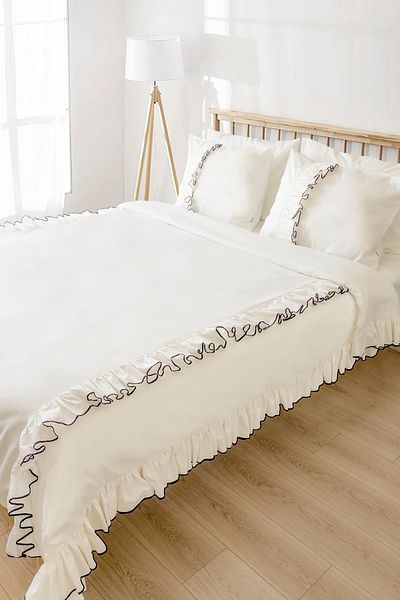 RİTMOHOME طقم غطاء لحاف عادي من القطن ذو الكشكشة المزدوجة من King Size King Size