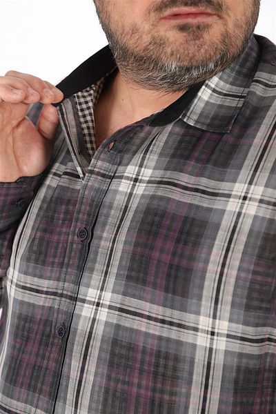 MocGrande Ανδρικό καρό πουκάμισο μεγάλου μεγέθους 23356 Anthracite