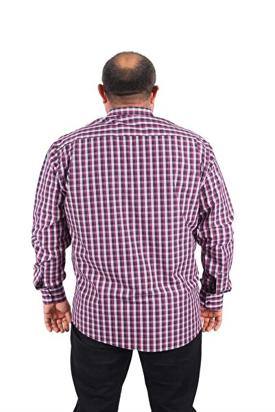 MocGrande Λευκό ανδρικό καρό πουκάμισο - Plus Size 23357