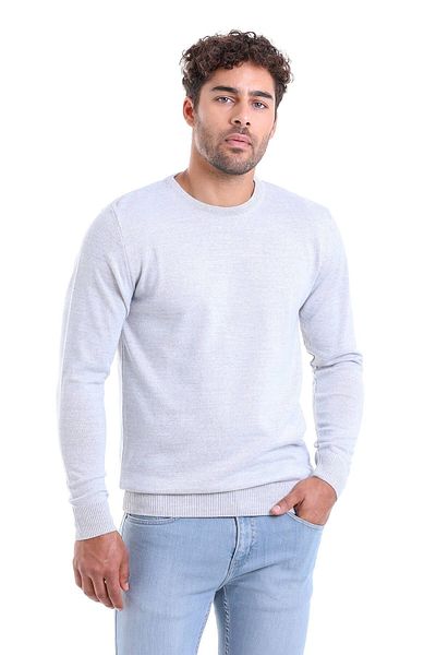 Hatemoğlu Γκρι Comfort Fit Απλό μάλλινο πουλόβερ με λαιμόκοψη