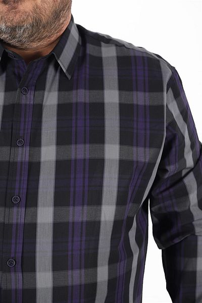 MocGrande Ανδρικό καρό πουκάμισο Plus Size 23359 Μαύρο