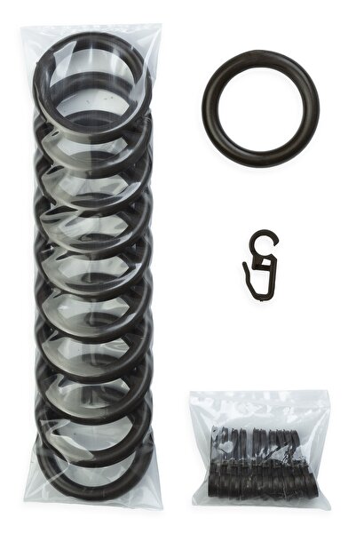 wenthi Inel pentru perdea rustică și clemă din nuc - 10 bucăți