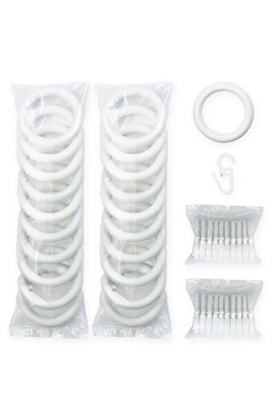 wenthi Rustik Perde Halkası Ve Klips Beyaz - 20 Adet