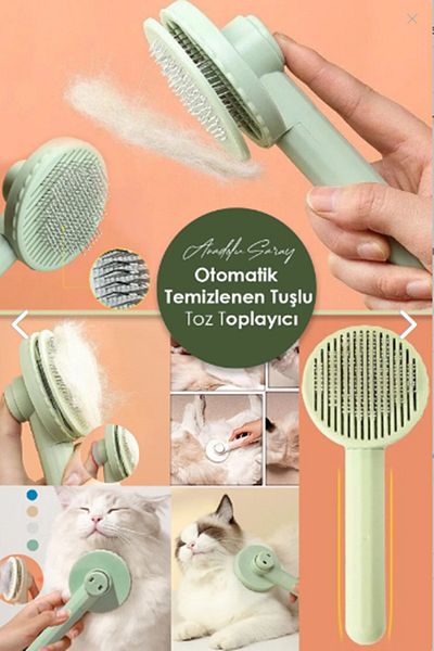 Snow Homs Automatic Cleanable Washable Pet Brush Cat Dog Hair Collector Comb with Buttons