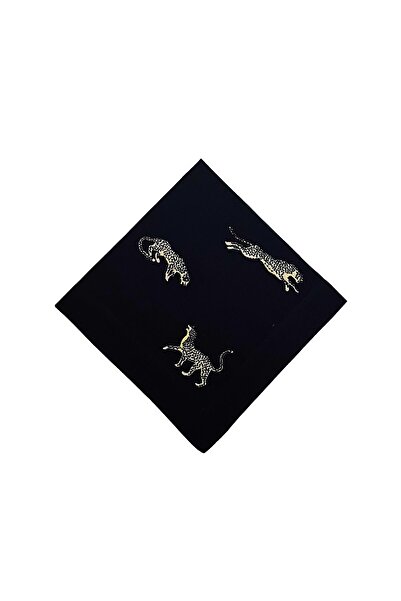 ge living Leopar Desenli Siyah Keten Dekoratif Servis Peçetesi - 2 Adet