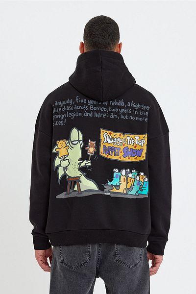 BREEZY Sweatshirt Cartoonery Letter Printed Oversize Unisex Hooded Sweat