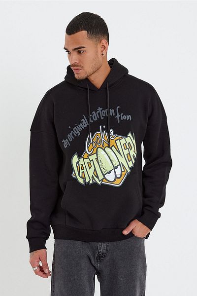 BREEZY Sweatshirt Cartoonery Letter Printed Oversize Unisex Hooded Sweat