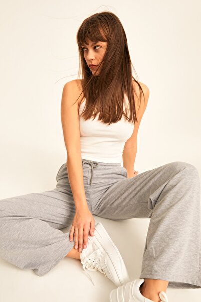 LACHT Women's Gray High Waist Wide Leg Sweatpants