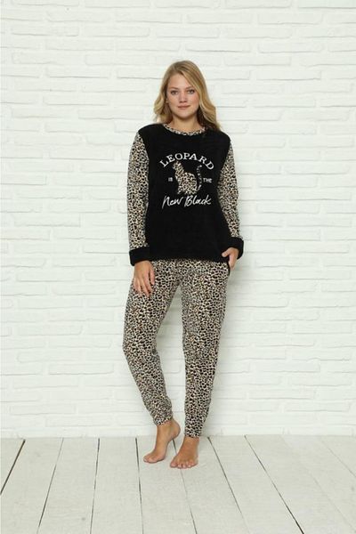 Lunaberry Set pijamale de iarnă pentru femei, moale/fleece/welsoft, gât crew, brodat, brodat, set imprimat