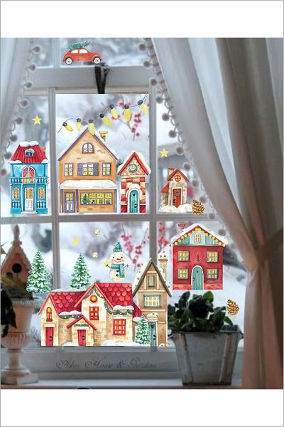 Piksel Grafik Snowy City New Year Theme Sticker