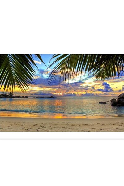EkoDekor 3boyutluduvarkagitlari Kumsal Ve Gün Batımı Duvar Kağıdı Kanvas Tek Parca