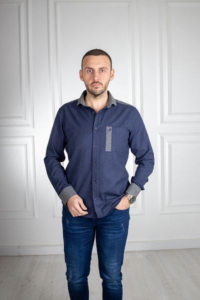 Sarar Συνέντευξη Lucie Slim Fit Navy Blue πουκάμισο με τσέπες