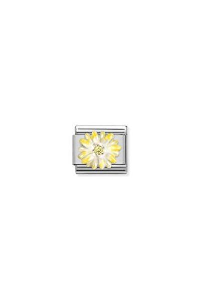 NOMİNATİON Composable Cl Sımbols Stainless Steel, Enamel, Cub, Zirc And 925 Silver (04_yellow Flower)