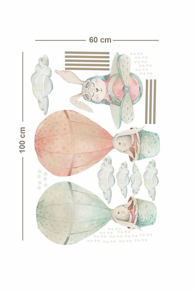 Piksel Grafik Autocolant pentru cameră pentru copii Glider Rabbit
